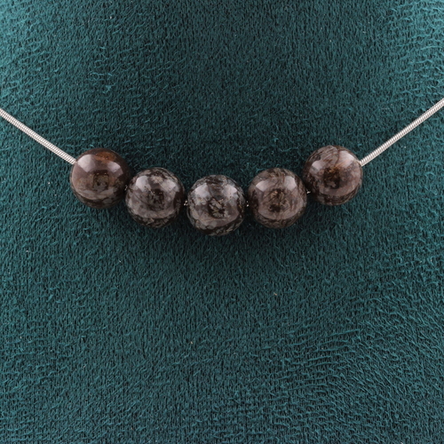 Brown Snowflake Obsidian 8 mm 5 beads necklace.