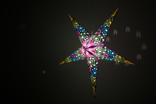 Damask: Violet (XL) - Handmade 5 Pointed Paper Star Lantern