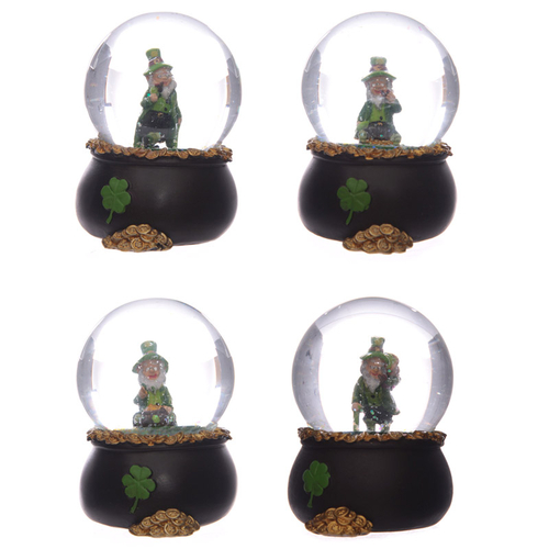Novelty Lucky Leprechaun Pot of Gold Snow Globe