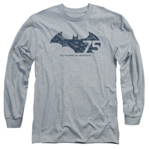 Batman-75 Year Collage - Long Sleeve Adult 18-1 Tee - Athletic Heather