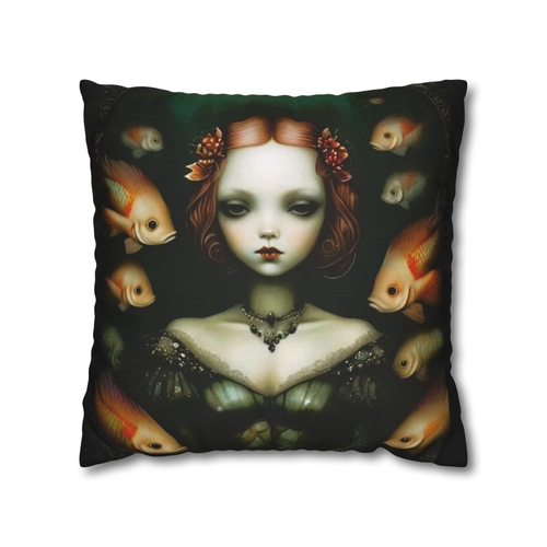 Whispers of the Deep Gothic Mermaid Throw Pillow Cover