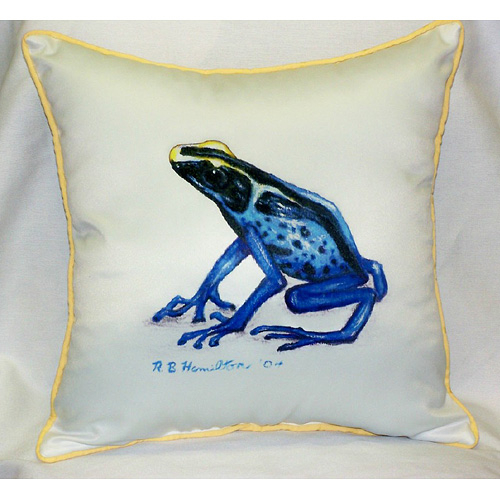 Betsy Drake HJ923 Blue Frog Art Only Pillow 18"x18"