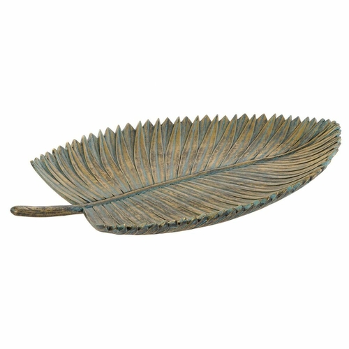 Centerpiece DKD Home Decor 39 x 23 x 5 cm Grey Golden Tropical Leaf of