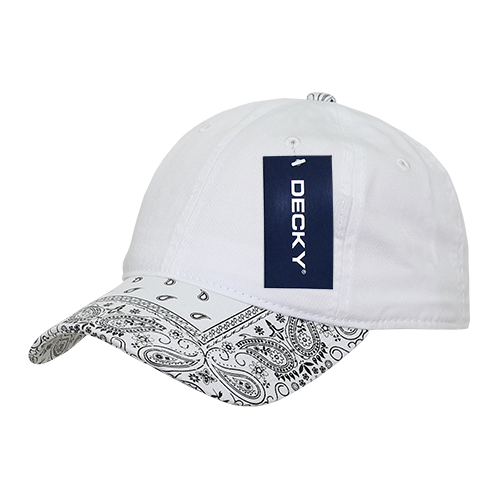 Decky Low Crown 256-WHTWHT Bandanna Polo Caps - White with White