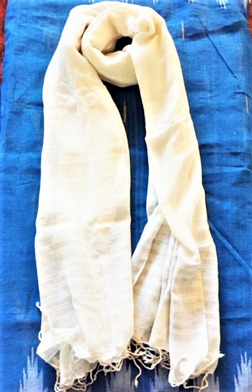 Women's Handloom Scarf -Off white color