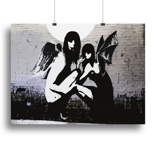Banksy Angels In Moonlight Canvas Print or Poster