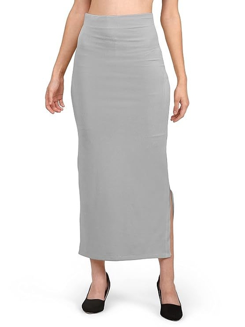 Women Lycra Saree Shapewear Petticoat Color GREY Size L