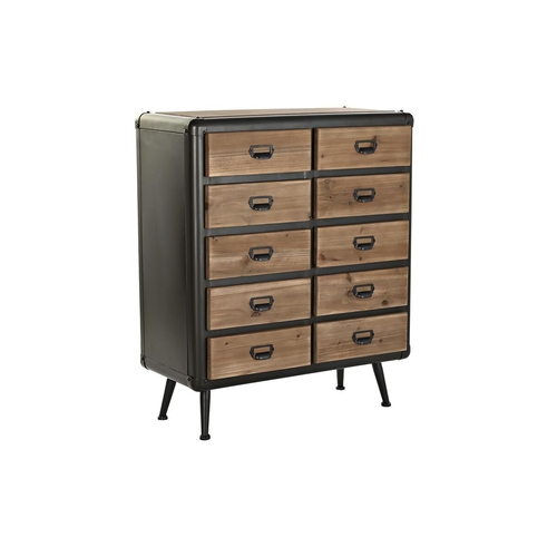 Chest of drawers DKD Home Decor Fir Black Metal Brown (80 x 40 x 95