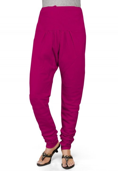Plain Cotton Churidar in Fuchsia (Size-36) (Color-PINK)