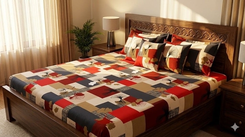 Main Abstract Printed Double Bed Bedsheet with Pillow Covers image