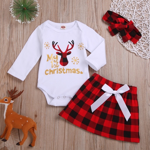 Infant Baby Girls Christmas Deer Print