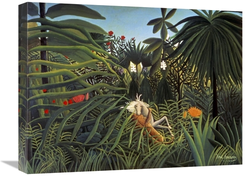 Global Gallery GCS-279888-22-142 22 in. Jaguar Attacking a Horse Art P