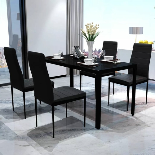 Five Piece Dining Table and Chair Set Black