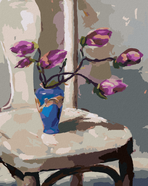 Paint by Numbers - MAGNOLIAS IN A VASE ON A CHAIR