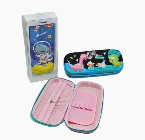 3D Space Pencil Case for Kids, Waterproof Pencil Box with Compartments