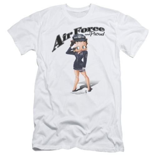 Trevco Boop-Air Force Boop - Short Sleeve Adult 30-1 Tee - White, 