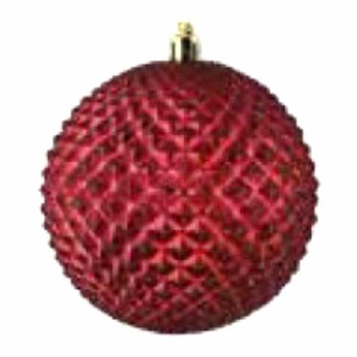 Vickerman N188519D 4 in. Wine Durian Glitter Ball Ornament  6 per Bag 