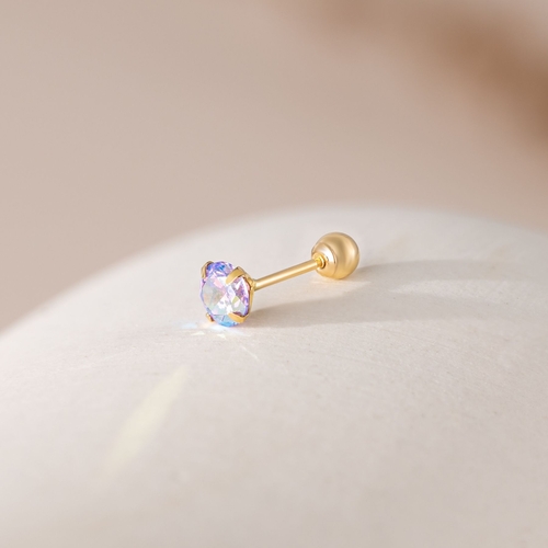 14K (58.5%) SOLID GOLD LAVENDER AURORA CUBIC PIERCING