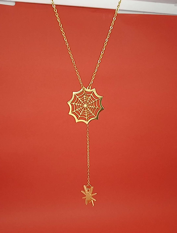 18k Gold Spider Pendant Necklace