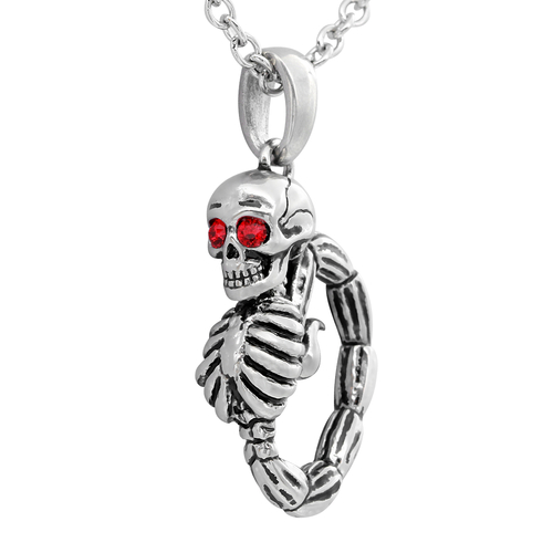 Red Crystal Eyed Scorpion Skull Necklace