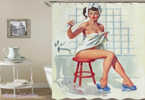 Vintage Shower Girl Shower Curtain