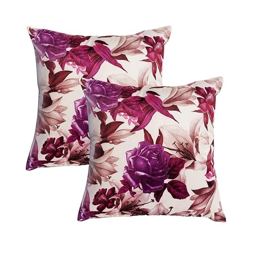 Stitch weave Velvet Printed Cushion Cover 16 x 16 inches - Set of 2