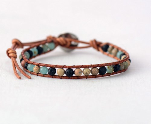 Lava Bracelet Lava Stone Natural Stone Leather