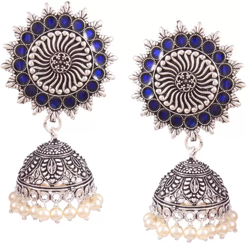 Oxidized Silver Plated Meenakari stylish Star Plus Trending jhumka