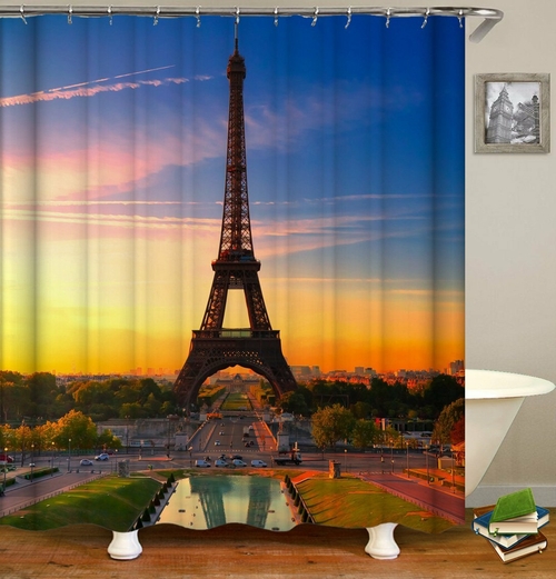 Eiffel Tower At Sunset Shower Curtain