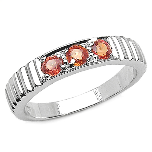 0.42 Carat Genuine Orange Sapphire .925 Sterling Silver Ring