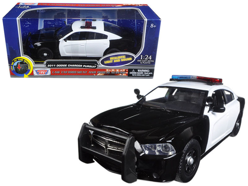 2011 Dodge Charger Pursuit Police Car Black and White with Flashing