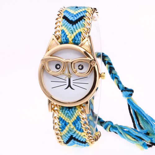 Montre Femme Bracelet Watch Cute Glasses Cat Women