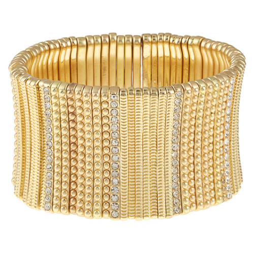 Celeste 622B-0167G Celeste Goldton Crystal Stretch Cuff Bracelet