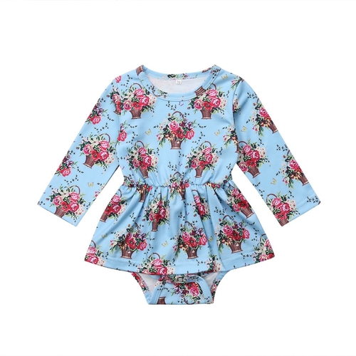 Newborn Kids Baby Girl Floral Full Sleeve Bodysuit