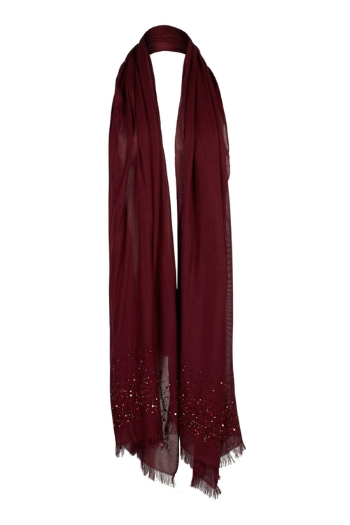 Adrianna Papell Semi-Sheer Pashmina Modal Shawl with Beaded Accents