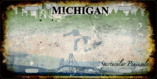 Smart Blonde LP-8196 Michigan State Background Rusty Novelty Metal Lic