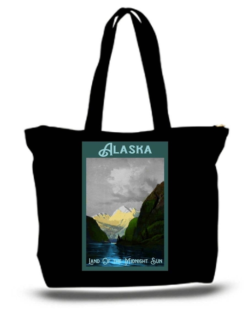 Alaska Midnight Sun  art Travel Poster tote Bag