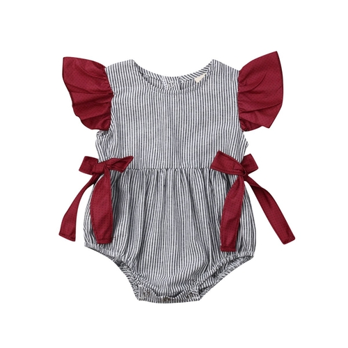 0 12M Summer Cute Baby Girl Bodysuits Fly Sleeve