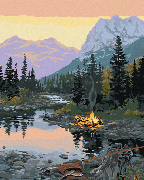 Zuty - Paint by Numbers - CAMPFIRE BY THE RIVER AND MOUNTAIN (DARRELL