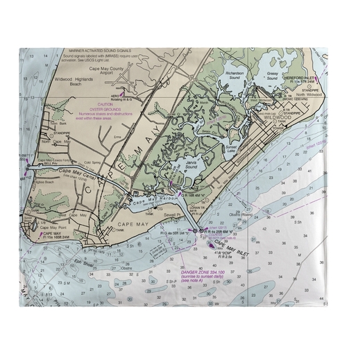 Betsy Drake BK12214CM 50 x 60 in. Cape May, NJ Nautical Map Fleece