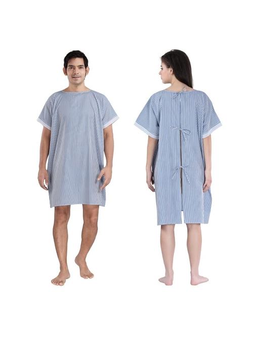 Patient Pure Cotton Unisex Gown  (Size-L) (Color-DARK BLUE)