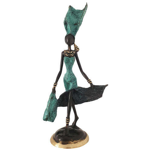 West African Vintage Hand Cast Bronze Figurine an African Dancer in