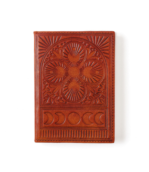 Brown leather moon phase journal