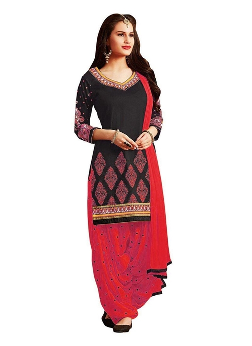 Generic Women's Cotton Salwar Material (Black and