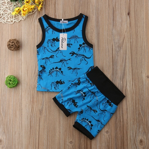 Newborn Toddler Baby Boy Dinosaur Vest Tops+Shorts