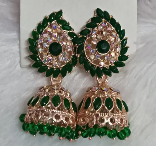 Women's TRADITIONAL WEDDING DESIGN KUNDAN STONE WORK JHUMKA Color