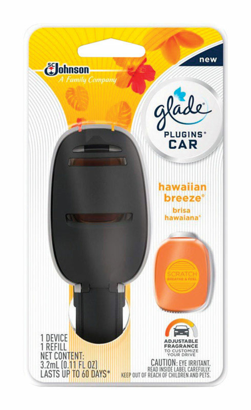 Glade 8806911 0.11 oz Hawaiian Breeze Scent Car Air Freshener - Pack o