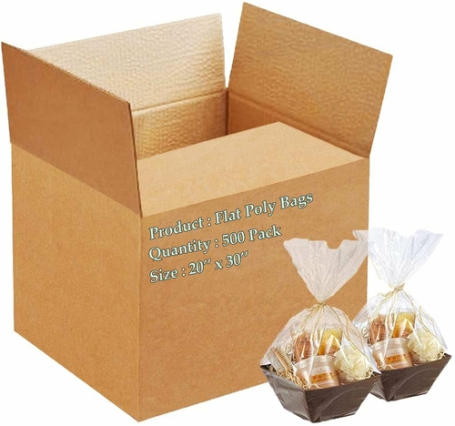 Pack of 500 Flat Poly Bags 20 x 30. Jumbo Clear Polyethylene Bags