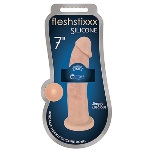 Curve Toys FLESHSTIXXX  7 in. Posable Silicone Dildo with Suction Cup