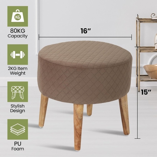 Ottoman Stool for Living Room - Premium Fabric with PU Foam Cushion